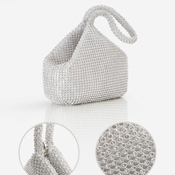 Women's Rhinestone Clutch Evening Bags Sparkly Glitter Triangle Purse for 1920s - Picture 2 of 6